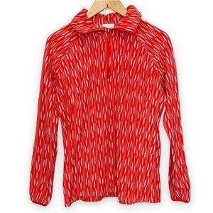 Columbia Fleece Jacket Quarter Zip Pullover Red White Size Medium